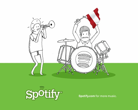 Strichmännchen-Musiker und Spotify Logo